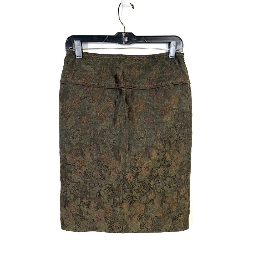 BADGLEY MISCHKA Wool Blend Floral Brocade Tapestry Pencil Skirt Women's M